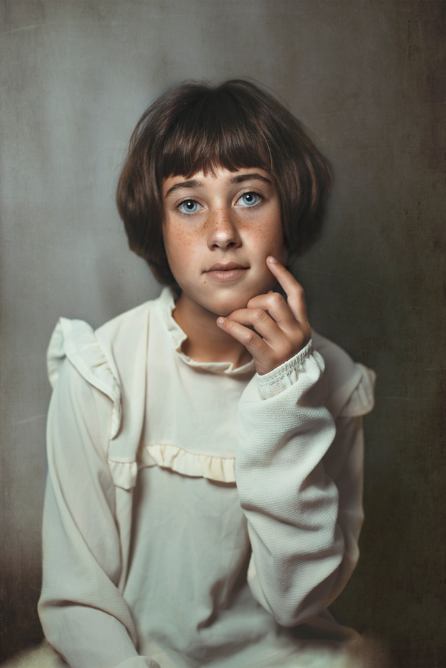 niña fotografiada en estudio